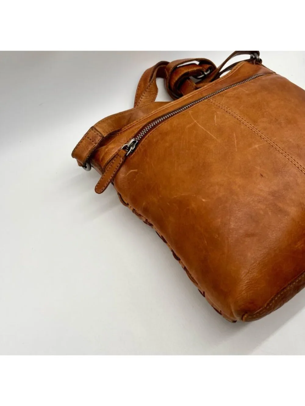 Vilenca Brown Woven Leather Crossbody Bag - Picture 8 of 10